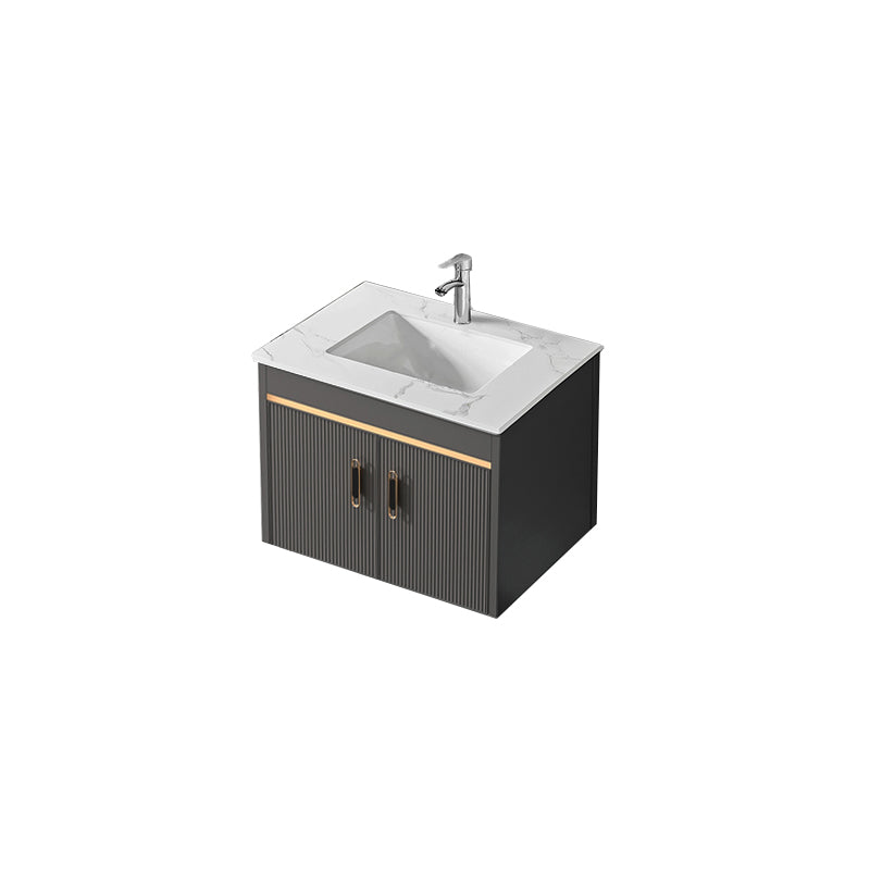 Metal Single Sink Bathroom Vanity Wall Mount Vanity Set with Mirror Vanity & Faucet 24"L x 19"W x 14"H Clearhalo 'Bathroom Remodel & Bathroom Fixtures' 'Bathroom Vanities' 'bathroom_vanities' 'Home Improvement' 'home_improvement' 'home_improvement_bathroom_vanities' 7492374