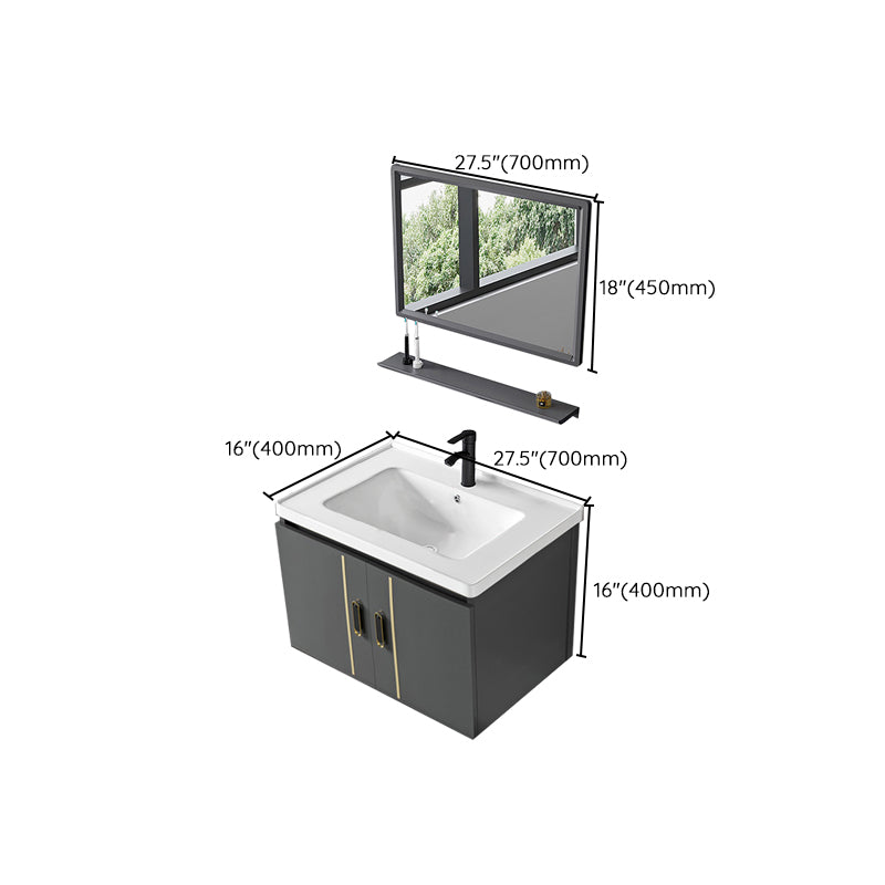 Modern Sink Vanity Grey Metal Vanity Set with Doors for Washroom Clearhalo 'Bathroom Remodel & Bathroom Fixtures' 'Bathroom Vanities' 'bathroom_vanities' 'Home Improvement' 'home_improvement' 'home_improvement_bathroom_vanities' 7493664