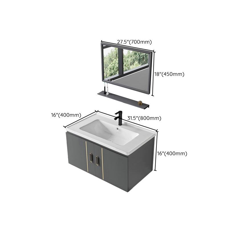 Modern Sink Vanity Grey Metal Vanity Set with Doors for Washroom Clearhalo 'Bathroom Remodel & Bathroom Fixtures' 'Bathroom Vanities' 'bathroom_vanities' 'Home Improvement' 'home_improvement' 'home_improvement_bathroom_vanities' 7493665