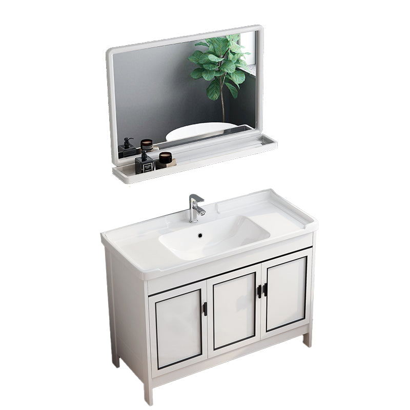 Metal Modern Bathroom Vanity Freestanding Faucet Included Sink Vanity Vanity & Faucet & Mirrors 39.8"L x 18.9"W x 32.7"H Clearhalo 'Bathroom Remodel & Bathroom Fixtures' 'Bathroom Vanities' 'bathroom_vanities' 'Home Improvement' 'home_improvement' 'home_improvement_bathroom_vanities' 7498182