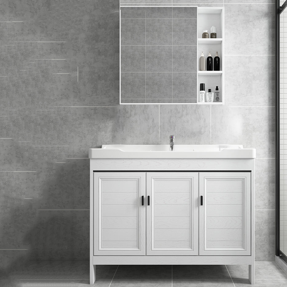 Freestanding Modern Vanity White Metal Frame Rectangular Sink Vanity Clearhalo 'Bathroom Remodel & Bathroom Fixtures' 'Bathroom Vanities' 'bathroom_vanities' 'Home Improvement' 'home_improvement' 'home_improvement_bathroom_vanities' 7498205
