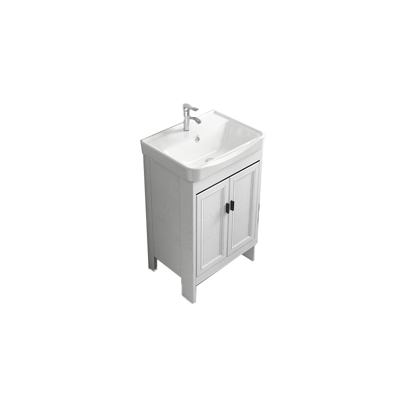 Freestanding Modern Vanity White Metal Frame Rectangular Sink Vanity Vanity & Faucet 20.1"L x 14.2"W x 31.9"H Clearhalo 'Bathroom Remodel & Bathroom Fixtures' 'Bathroom Vanities' 'bathroom_vanities' 'Home Improvement' 'home_improvement' 'home_improvement_bathroom_vanities' 7498212