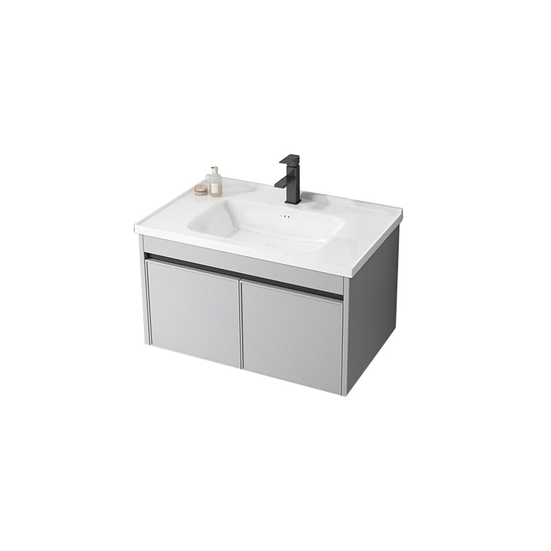 Single Sink Modern Bathroom Vanity Gray Metal Frame Wall Mount Vanity Set Vanity & Faucet Towel Bar Not Included Clearhalo 'Bathroom Remodel & Bathroom Fixtures' 'Bathroom Vanities' 'bathroom_vanities' 'Home Improvement' 'home_improvement' 'home_improvement_bathroom_vanities' 7498259