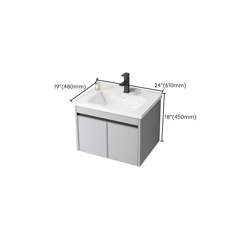 Single Sink Modern Bathroom Vanity Gray Metal Frame Wall Mount Vanity Set Clearhalo 'Bathroom Remodel & Bathroom Fixtures' 'Bathroom Vanities' 'bathroom_vanities' 'Home Improvement' 'home_improvement' 'home_improvement_bathroom_vanities' 7498263