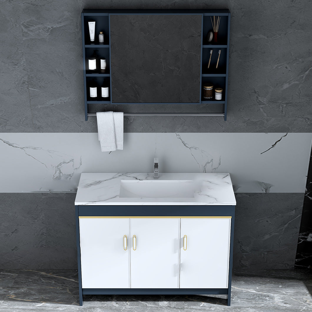 Floor Mount Modern Bathroom Vanity Blue Single-Sink Rectangular Vanity Set Clearhalo 'Bathroom Remodel & Bathroom Fixtures' 'Bathroom Vanities' 'bathroom_vanities' 'Home Improvement' 'home_improvement' 'home_improvement_bathroom_vanities' 7498283