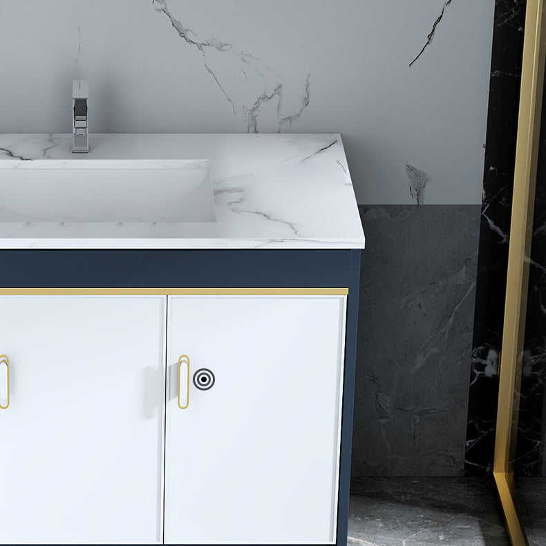 Floor Mount Modern Bathroom Vanity Blue Single-Sink Rectangular Vanity Set Clearhalo 'Bathroom Remodel & Bathroom Fixtures' 'Bathroom Vanities' 'bathroom_vanities' 'Home Improvement' 'home_improvement' 'home_improvement_bathroom_vanities' 7498292