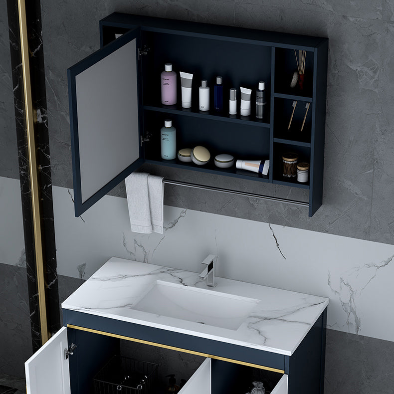Floor Mount Modern Bathroom Vanity Blue Single-Sink Rectangular Vanity Set Clearhalo 'Bathroom Remodel & Bathroom Fixtures' 'Bathroom Vanities' 'bathroom_vanities' 'Home Improvement' 'home_improvement' 'home_improvement_bathroom_vanities' 7498296