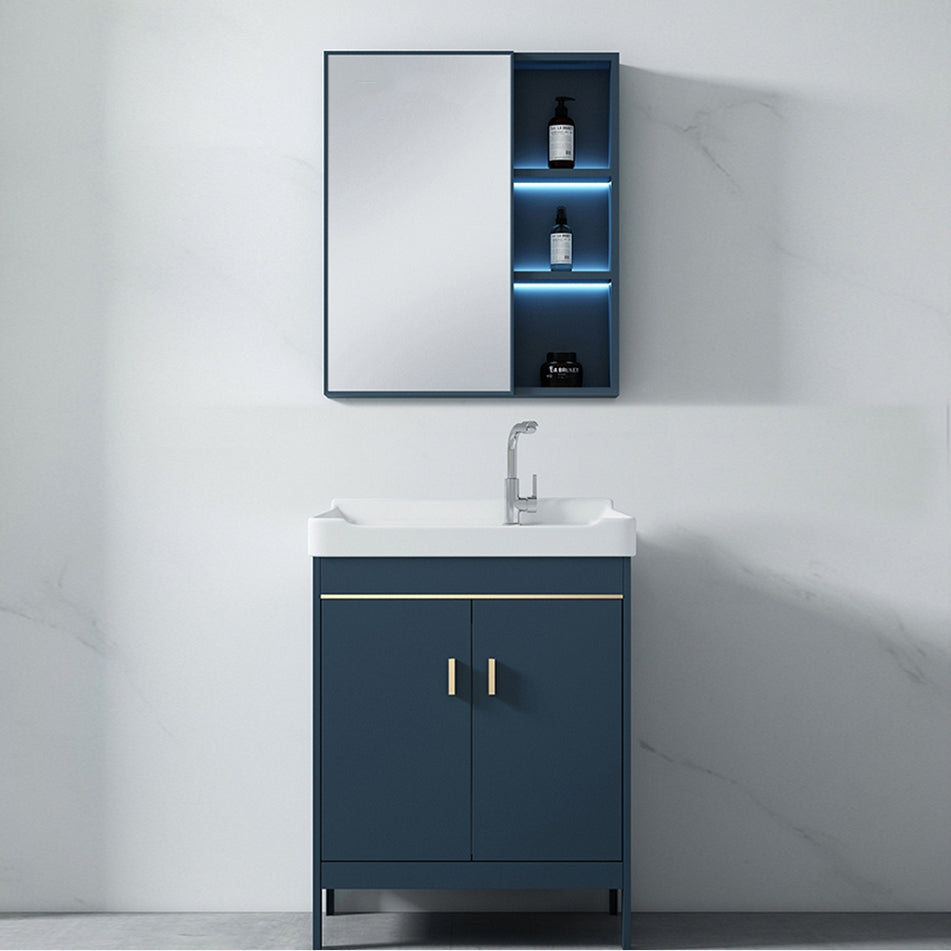 Modern Blue Bathroom Vanity Metal Frame Single-Sink Freestanding Vanity Set Clearhalo 'Bathroom Remodel & Bathroom Fixtures' 'Bathroom Vanities' 'bathroom_vanities' 'Home Improvement' 'home_improvement' 'home_improvement_bathroom_vanities' 7498329