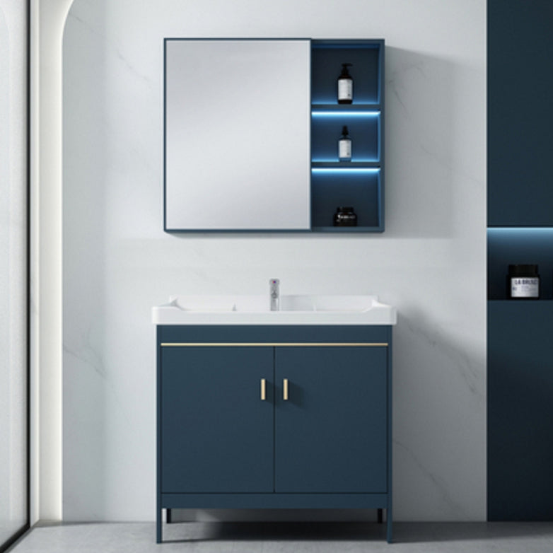 Modern Blue Bathroom Vanity Metal Frame Single-Sink Freestanding Vanity Set Clearhalo 'Bathroom Remodel & Bathroom Fixtures' 'Bathroom Vanities' 'bathroom_vanities' 'Home Improvement' 'home_improvement' 'home_improvement_bathroom_vanities' 7498331