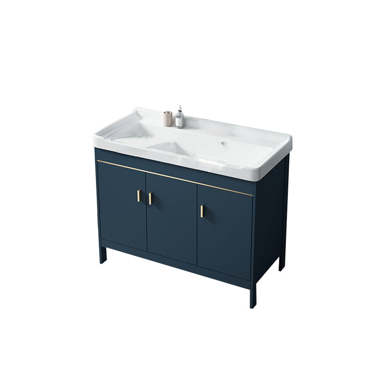 Modern Blue Bathroom Vanity Metal Frame Single-Sink Freestanding Vanity Set Bathroom Vanity Clearhalo 'Bathroom Remodel & Bathroom Fixtures' 'Bathroom Vanities' 'bathroom_vanities' 'Home Improvement' 'home_improvement' 'home_improvement_bathroom_vanities' 7498344