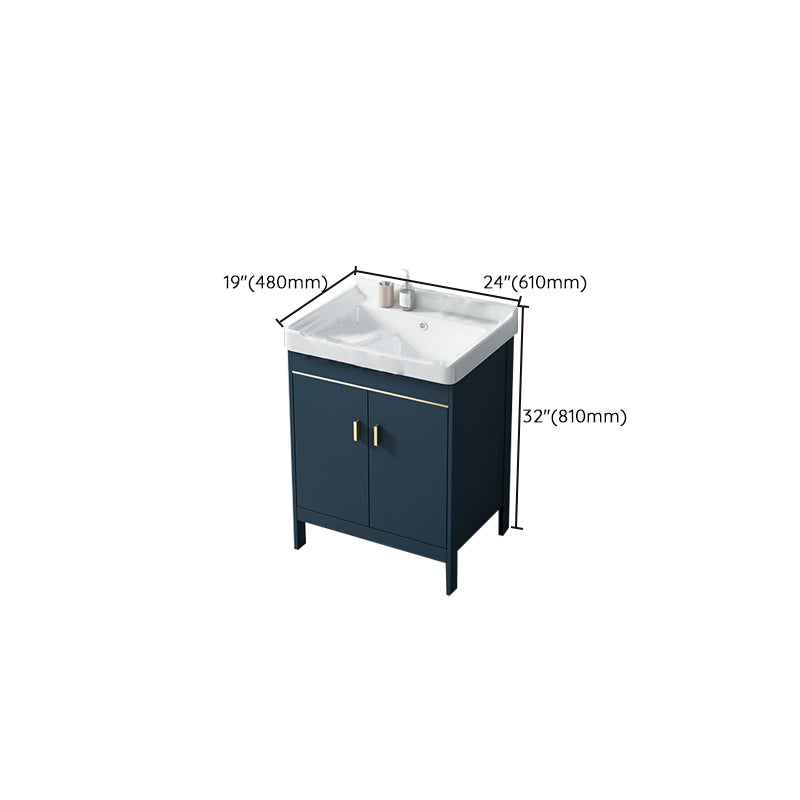 Modern Blue Bathroom Vanity Metal Frame Single-Sink Freestanding Vanity Set Clearhalo 'Bathroom Remodel & Bathroom Fixtures' 'Bathroom Vanities' 'bathroom_vanities' 'Home Improvement' 'home_improvement' 'home_improvement_bathroom_vanities' 7498345