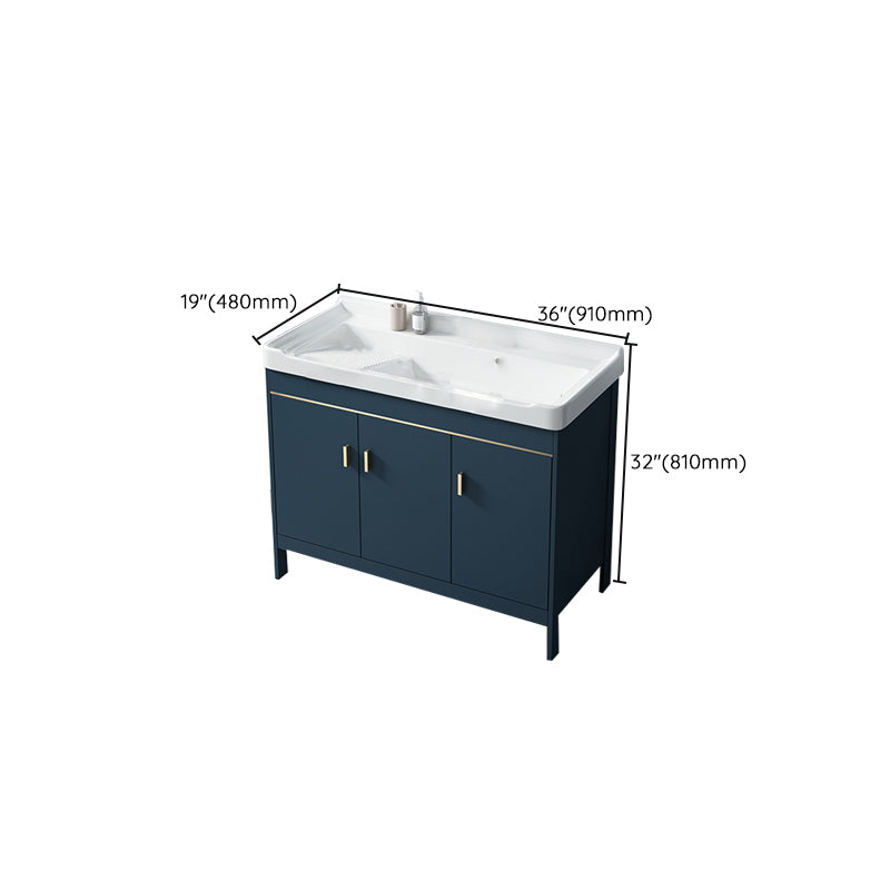 Modern Blue Bathroom Vanity Metal Frame Single-Sink Freestanding Vanity Set Clearhalo 'Bathroom Remodel & Bathroom Fixtures' 'Bathroom Vanities' 'bathroom_vanities' 'Home Improvement' 'home_improvement' 'home_improvement_bathroom_vanities' 7498348