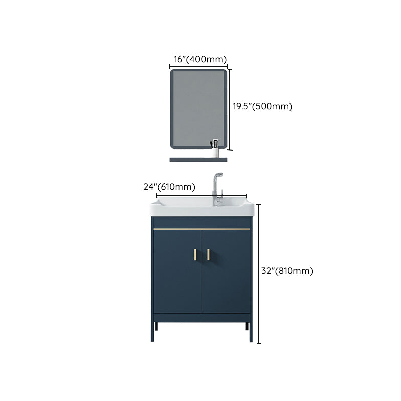 Modern Blue Bathroom Vanity Metal Frame Single-Sink Freestanding Vanity Set Clearhalo 'Bathroom Remodel & Bathroom Fixtures' 'Bathroom Vanities' 'bathroom_vanities' 'Home Improvement' 'home_improvement' 'home_improvement_bathroom_vanities' 7498355