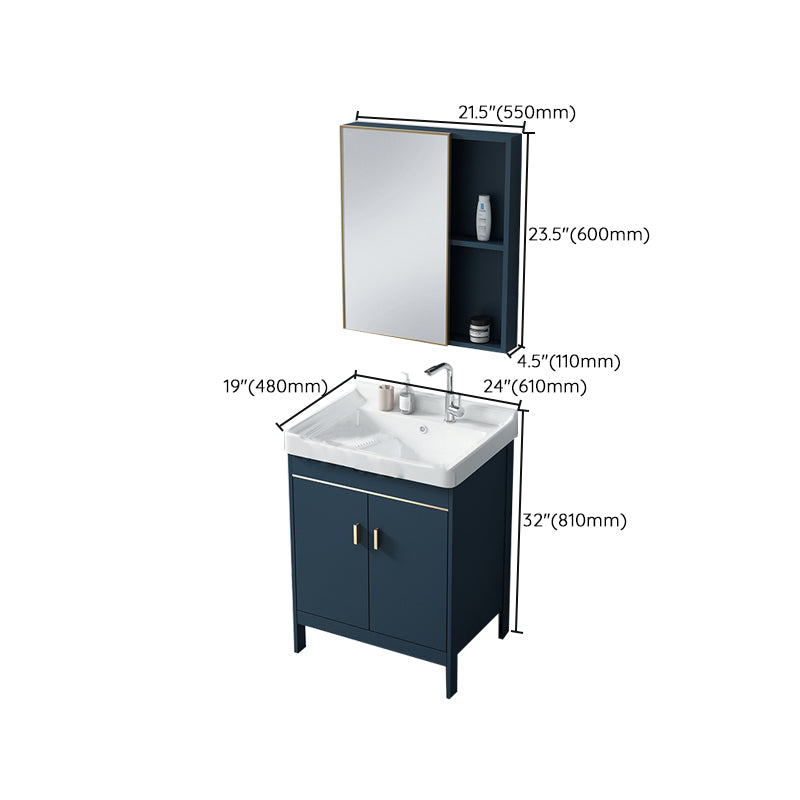 Modern Blue Bathroom Vanity Metal Frame Single-Sink Freestanding Vanity Set Clearhalo 'Bathroom Remodel & Bathroom Fixtures' 'Bathroom Vanities' 'bathroom_vanities' 'Home Improvement' 'home_improvement' 'home_improvement_bathroom_vanities' 7498359