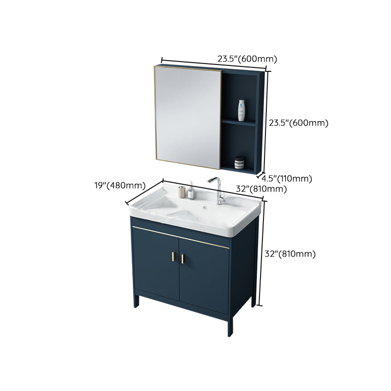 Modern Blue Bathroom Vanity Metal Frame Single-Sink Freestanding Vanity Set Clearhalo 'Bathroom Remodel & Bathroom Fixtures' 'Bathroom Vanities' 'bathroom_vanities' 'Home Improvement' 'home_improvement' 'home_improvement_bathroom_vanities' 7498361