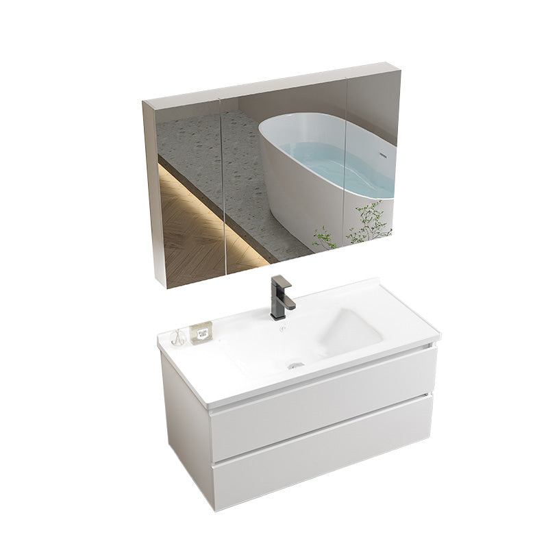 Modern Wood Sink Vanity Wood Wall Mount Faucet Included Bathroom Vanity Set Vanity & Faucet & Enclosed Mirror Cabinet 35"L x 19"W x 20"H Clearhalo 'Bathroom Remodel & Bathroom Fixtures' 'Bathroom Vanities' 'bathroom_vanities' 'Home Improvement' 'home_improvement' 'home_improvement_bathroom_vanities' 7498519