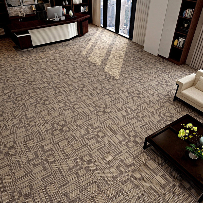 Stripe Print Carpet Floor Tile Level Loop Non-Skid Loose Lay Office Room Carpet Tile Chocolate 4-Piece Set Clearhalo 'Carpet Tiles & Carpet Squares' 'carpet_tiles_carpet_squares' 'Flooring 'Home Improvement' 'home_improvement' 'home_improvement_carpet_tiles_carpet_squares' Walls and Ceiling' 7505534