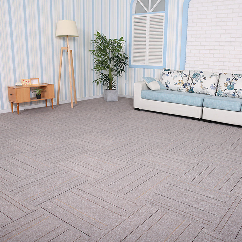 Stripe Print Carpet Floor Tile Level Loop Non-Skid Loose Lay Office Room Carpet Tile Camel 4-Piece Set Asphalt Clearhalo 'Carpet Tiles & Carpet Squares' 'carpet_tiles_carpet_squares' 'Flooring 'Home Improvement' 'home_improvement' 'home_improvement_carpet_tiles_carpet_squares' Walls and Ceiling' 7505553