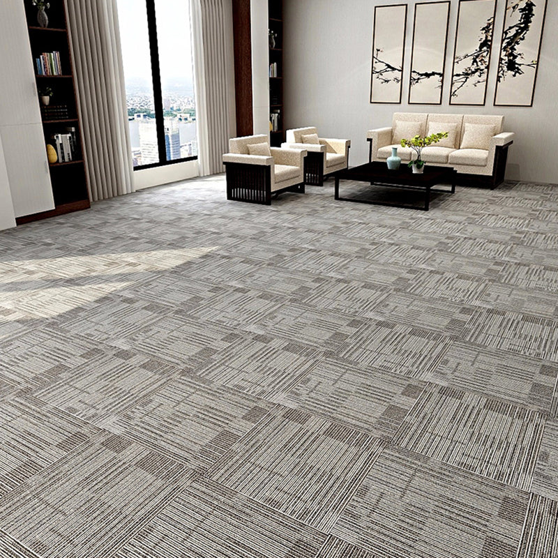 Stripe Print Carpet Floor Tile Level Loop Non-Skid Loose Lay Office Room Carpet Tile Light Brown 4-Piece Set Clearhalo 'Carpet Tiles & Carpet Squares' 'carpet_tiles_carpet_squares' 'Flooring 'Home Improvement' 'home_improvement' 'home_improvement_carpet_tiles_carpet_squares' Walls and Ceiling' 7505554