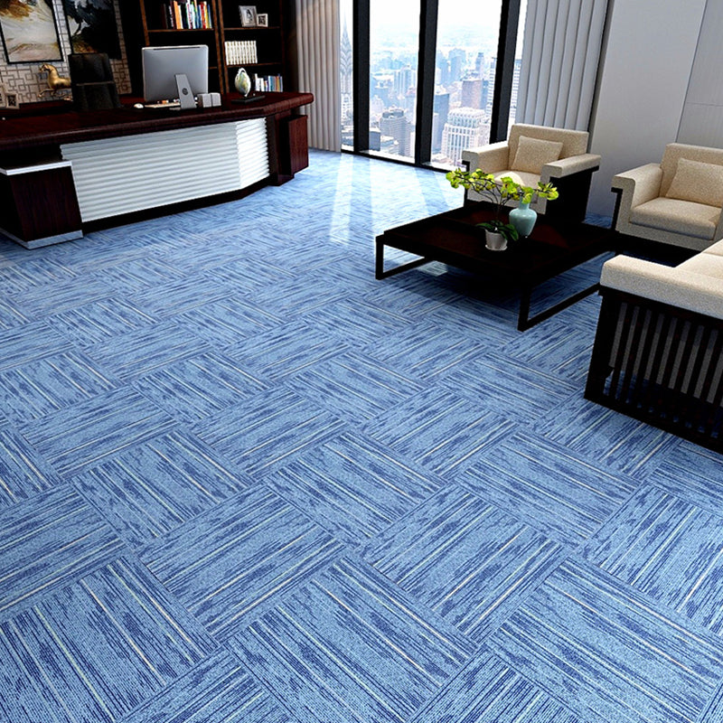 Stripe Print Carpet Floor Tile Level Loop Non-Skid Loose Lay Office Room Carpet Tile Sky Blue 4-Piece Set Clearhalo 'Carpet Tiles & Carpet Squares' 'carpet_tiles_carpet_squares' 'Flooring 'Home Improvement' 'home_improvement' 'home_improvement_carpet_tiles_carpet_squares' Walls and Ceiling' 7505560