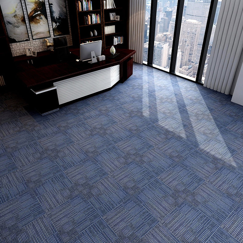 Stripe Print Carpet Floor Tile Level Loop Non-Skid Loose Lay Office Room Carpet Tile Royal Blue 4-Piece Set Clearhalo 'Carpet Tiles & Carpet Squares' 'carpet_tiles_carpet_squares' 'Flooring 'Home Improvement' 'home_improvement' 'home_improvement_carpet_tiles_carpet_squares' Walls and Ceiling' 7505561