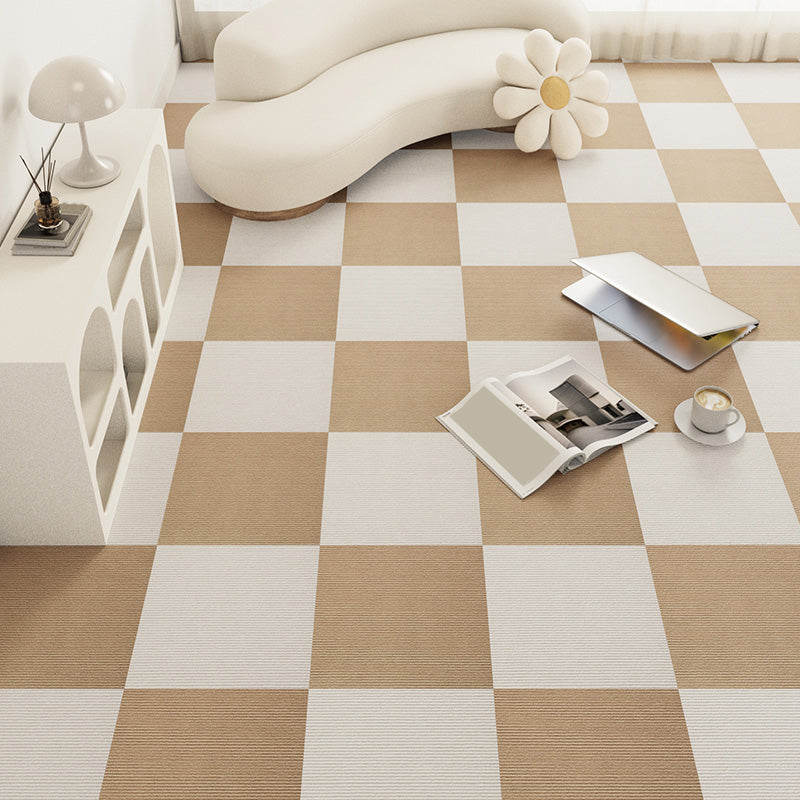 Modern Carpet Tile Loose Lay Checkered Carpet Floor Tile for Living Room Khaki Clearhalo 'Carpet Tiles & Carpet Squares' 'carpet_tiles_carpet_squares' 'Flooring 'Home Improvement' 'home_improvement' 'home_improvement_carpet_tiles_carpet_squares' Walls and Ceiling' 7505697