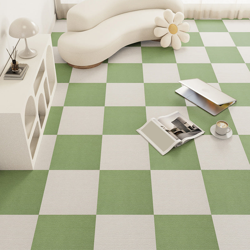 Modern Carpet Tile Loose Lay Checkered Carpet Floor Tile for Living Room Green Clearhalo 'Carpet Tiles & Carpet Squares' 'carpet_tiles_carpet_squares' 'Flooring 'Home Improvement' 'home_improvement' 'home_improvement_carpet_tiles_carpet_squares' Walls and Ceiling' 7505705