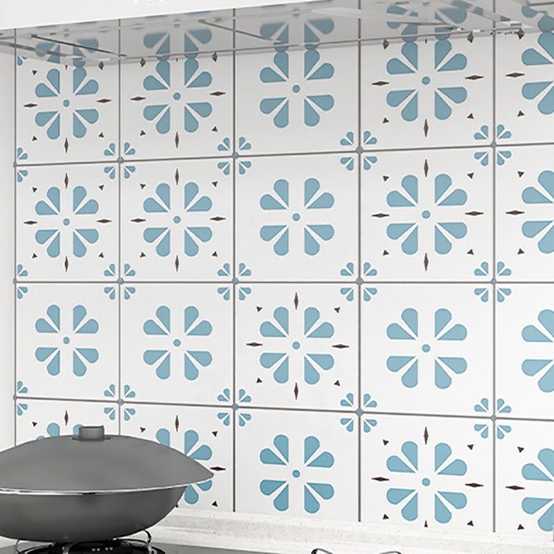 Modern Tile-Peel & Stick PVC Grid Pattern Self Adhesive Wallpaper White-Blue Clearhalo 'Flooring 'Home Improvement' 'home_improvement' 'home_improvement_peel_stick_blacksplash' 'Peel & Stick Backsplash Tile' 'peel_stick_blacksplash' 'Walls & Ceilings' Walls and Ceiling' 7506139