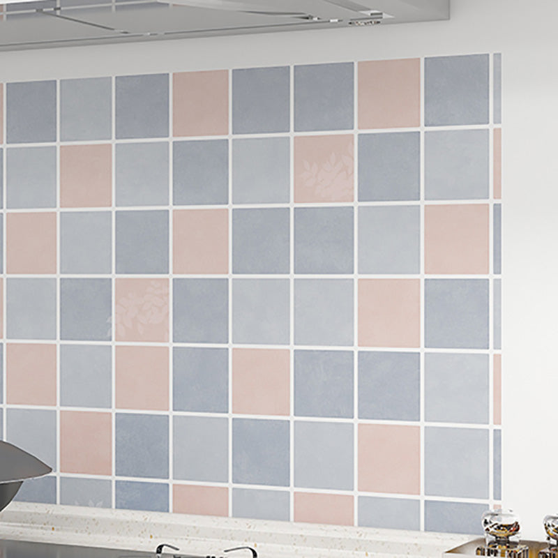 Modern Tile-Peel & Stick PVC Grid Pattern Self Adhesive Wallpaper Pink-Blue Clearhalo 'Flooring 'Home Improvement' 'home_improvement' 'home_improvement_peel_stick_blacksplash' 'Peel & Stick Backsplash Tile' 'peel_stick_blacksplash' 'Walls & Ceilings' Walls and Ceiling' 7506142