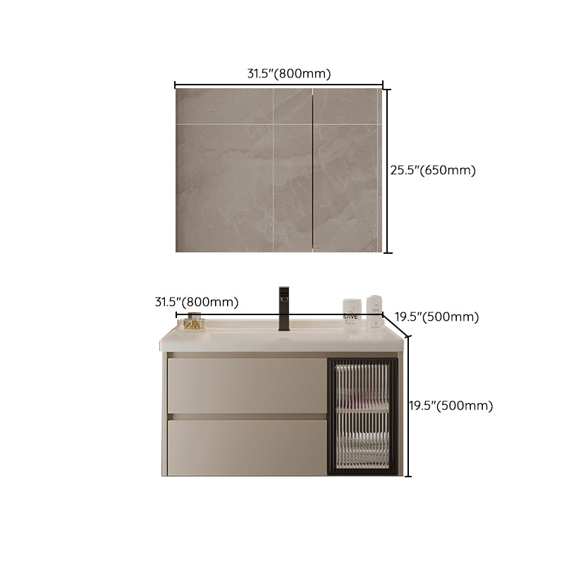 Wall Mount Bathroom Vanity Modern Glass Single-Sink Rectangular Vanity Set Clearhalo 'Bathroom Remodel & Bathroom Fixtures' 'Bathroom Vanities' 'bathroom_vanities' 'Home Improvement' 'home_improvement' 'home_improvement_bathroom_vanities' 7519094