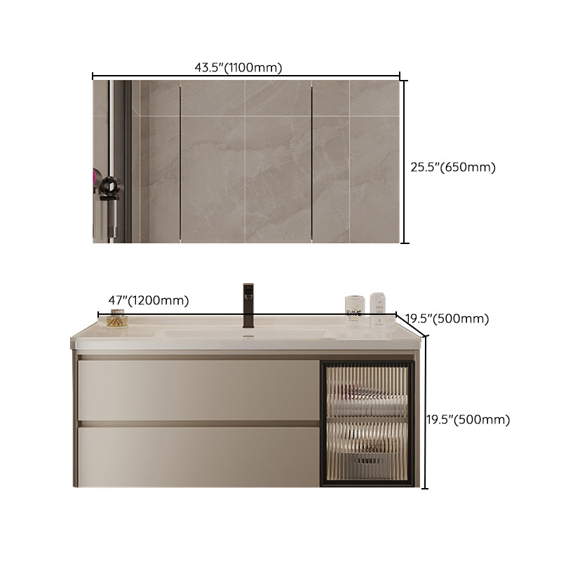 Wall Mount Bathroom Vanity Modern Glass Single-Sink Rectangular Vanity Set Clearhalo 'Bathroom Remodel & Bathroom Fixtures' 'Bathroom Vanities' 'bathroom_vanities' 'Home Improvement' 'home_improvement' 'home_improvement_bathroom_vanities' 7519098