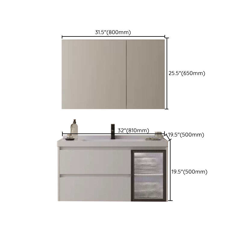 Wall Mount Bathroom Vanity Modern White Ceramic Top Single-Sink Vanity Set Clearhalo 'Bathroom Remodel & Bathroom Fixtures' 'Bathroom Vanities' 'bathroom_vanities' 'Home Improvement' 'home_improvement' 'home_improvement_bathroom_vanities' 7519114