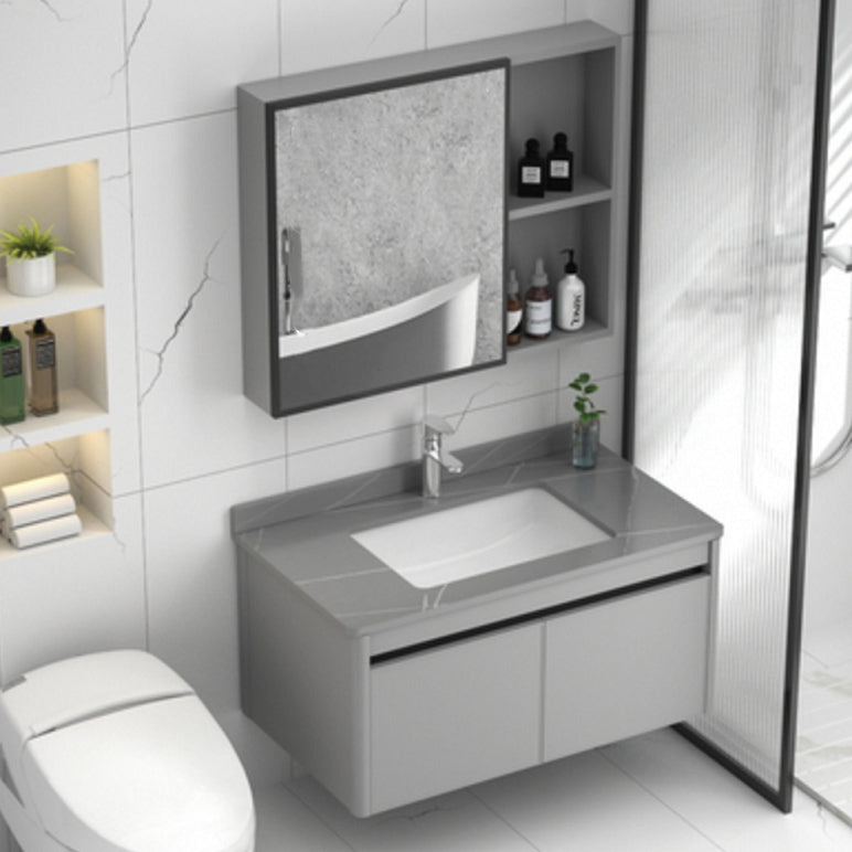 Wall Mount Bathroom Vanity Modern Metal Base Rectangular Single Vanity Set Clearhalo 'Bathroom Remodel & Bathroom Fixtures' 'Bathroom Vanities' 'bathroom_vanities' 'Home Improvement' 'home_improvement' 'home_improvement_bathroom_vanities' 7519155