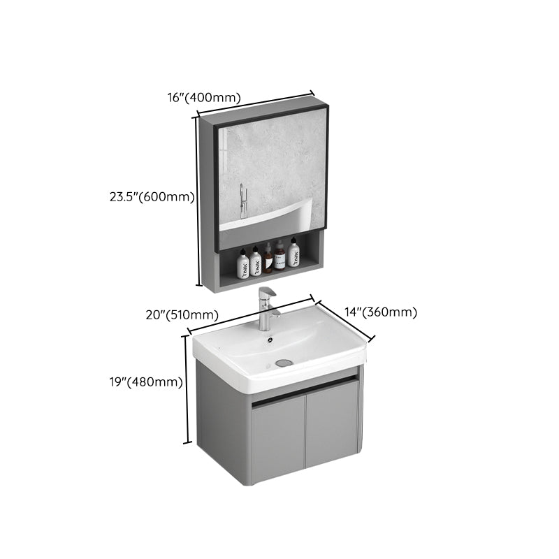 Wall Mount Bathroom Vanity Modern Metal Base Rectangular Single Vanity Set Clearhalo 'Bathroom Remodel & Bathroom Fixtures' 'Bathroom Vanities' 'bathroom_vanities' 'Home Improvement' 'home_improvement' 'home_improvement_bathroom_vanities' 7519175