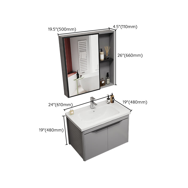 Single Sink Bathroom Vanity Modern Metal Base Rectangular Wall Mount Vanity Set Clearhalo 'Bathroom Remodel & Bathroom Fixtures' 'Bathroom Vanities' 'bathroom_vanities' 'Home Improvement' 'home_improvement' 'home_improvement_bathroom_vanities' 7519205