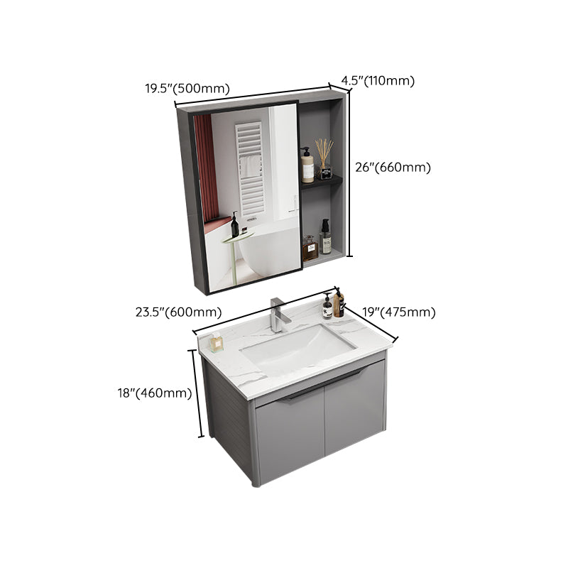 Single Sink Bathroom Vanity Modern Metal Base Rectangular Wall Mount Vanity Set Clearhalo 'Bathroom Remodel & Bathroom Fixtures' 'Bathroom Vanities' 'bathroom_vanities' 'Home Improvement' 'home_improvement' 'home_improvement_bathroom_vanities' 7519206