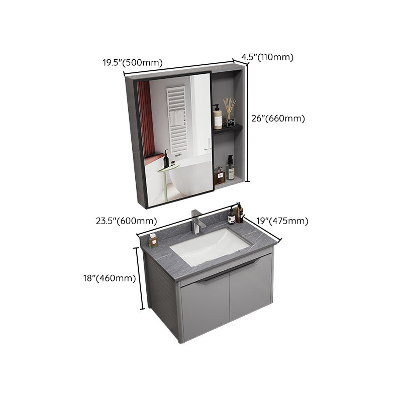 Single Sink Bathroom Vanity Modern Metal Base Rectangular Wall Mount Vanity Set Clearhalo 'Bathroom Remodel & Bathroom Fixtures' 'Bathroom Vanities' 'bathroom_vanities' 'Home Improvement' 'home_improvement' 'home_improvement_bathroom_vanities' 7519207