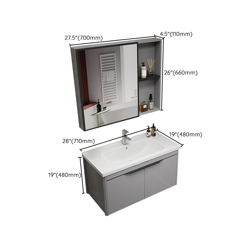 Single Sink Bathroom Vanity Modern Metal Base Rectangular Wall Mount Vanity Set Clearhalo 'Bathroom Remodel & Bathroom Fixtures' 'Bathroom Vanities' 'bathroom_vanities' 'Home Improvement' 'home_improvement' 'home_improvement_bathroom_vanities' 7519209