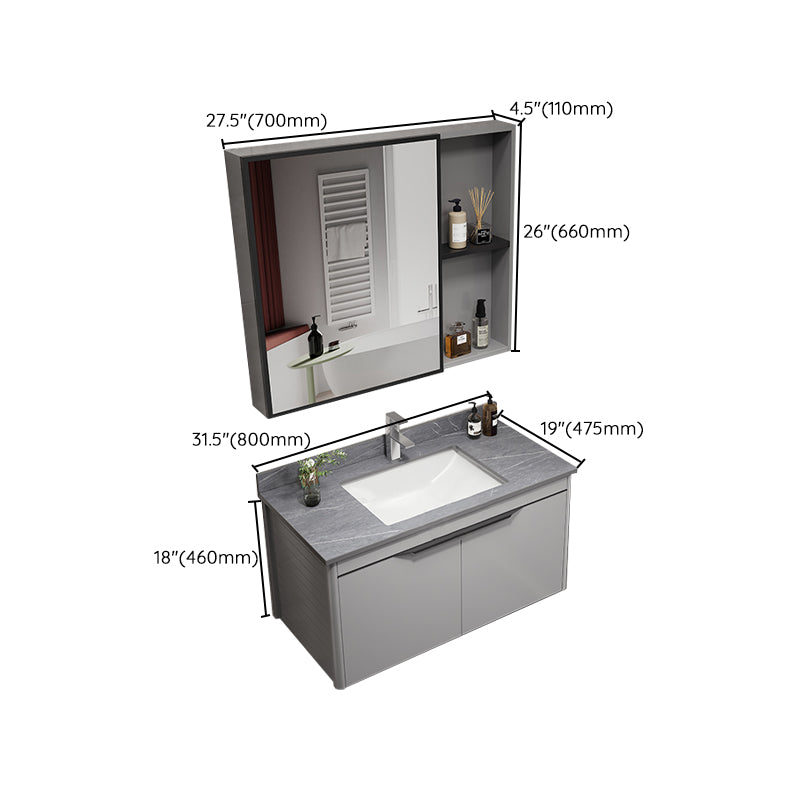 Single Sink Bathroom Vanity Modern Metal Base Rectangular Wall Mount Vanity Set Clearhalo 'Bathroom Remodel & Bathroom Fixtures' 'Bathroom Vanities' 'bathroom_vanities' 'Home Improvement' 'home_improvement' 'home_improvement_bathroom_vanities' 7519215