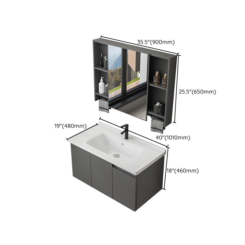 Wall Mount Bathroom Vanity Modern Single-Sink Gray Rectangular Vanity Set Clearhalo 'Bathroom Remodel & Bathroom Fixtures' 'Bathroom Vanities' 'bathroom_vanities' 'Home Improvement' 'home_improvement' 'home_improvement_bathroom_vanities' 7519288