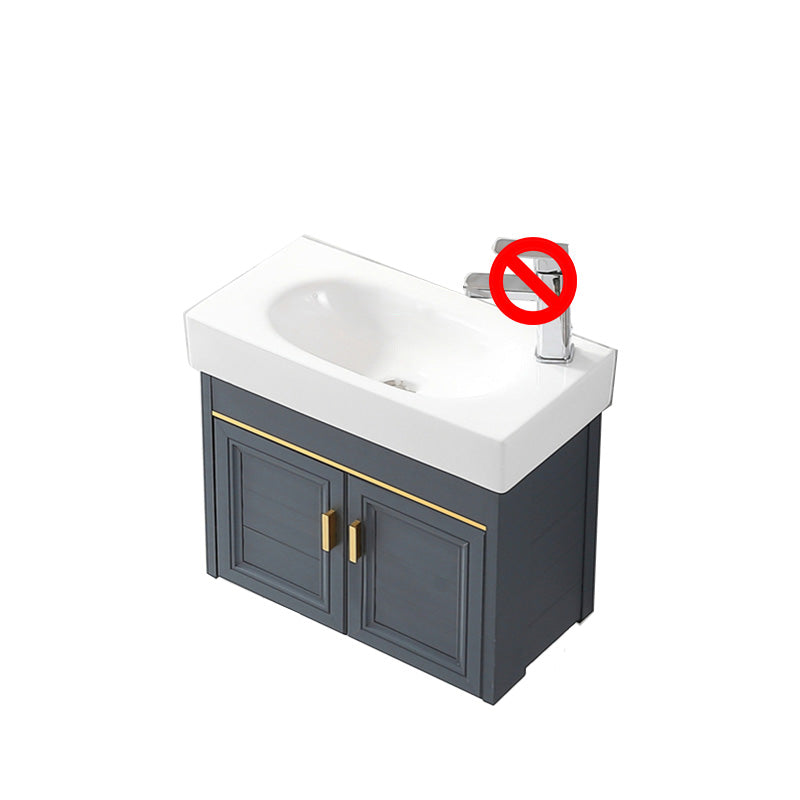 Glam Single Bath Vanity Metal Frame Wall Mount Blue Sink Vanity Bathroom Vanity 23.6"L x 11.8"W x 18.9"H Right Clearhalo 'Bathroom Remodel & Bathroom Fixtures' 'Bathroom Vanities' 'bathroom_vanities' 'Home Improvement' 'home_improvement' 'home_improvement_bathroom_vanities' 7519297