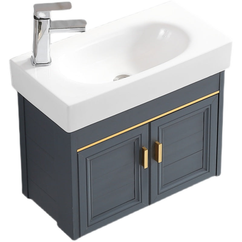 Glam Single Bath Vanity Metal Frame Wall Mount Blue Sink Vanity Clearhalo 'Bathroom Remodel & Bathroom Fixtures' 'Bathroom Vanities' 'bathroom_vanities' 'Home Improvement' 'home_improvement' 'home_improvement_bathroom_vanities' 7519299