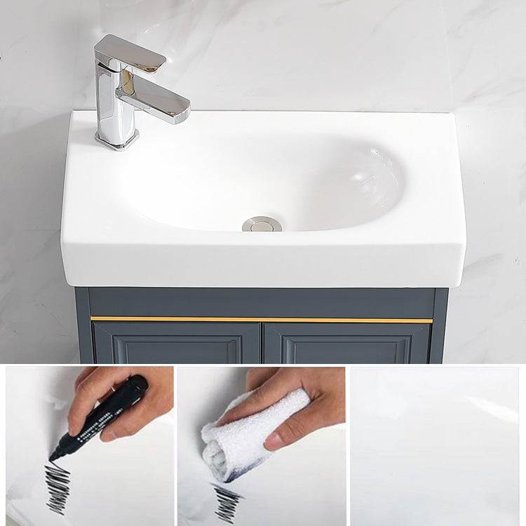 Glam Single Bath Vanity Metal Frame Wall Mount Blue Sink Vanity Clearhalo 'Bathroom Remodel & Bathroom Fixtures' 'Bathroom Vanities' 'bathroom_vanities' 'Home Improvement' 'home_improvement' 'home_improvement_bathroom_vanities' 7519302