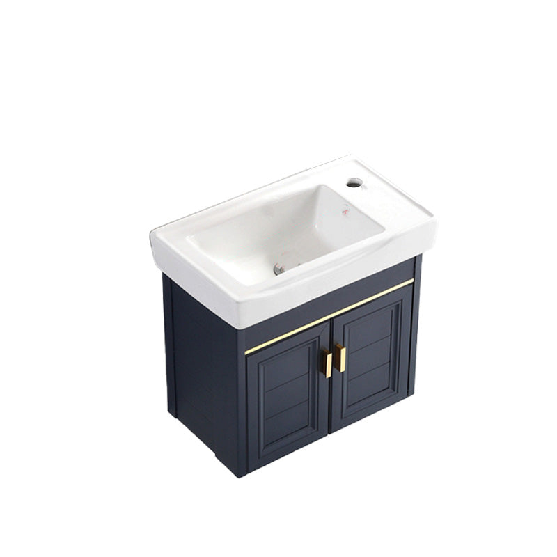 Glam Single Bath Vanity Metal Frame Wall Mount Blue Sink Vanity Bathroom Vanity 23"L x 13"W x 18"H Right Clearhalo 'Bathroom Remodel & Bathroom Fixtures' 'Bathroom Vanities' 'bathroom_vanities' 'Home Improvement' 'home_improvement' 'home_improvement_bathroom_vanities' 7519318