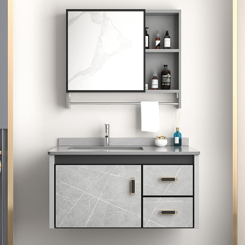 Modern Vanity Rectangular Gray Single Wall Mount Metal Vanity Set Clearhalo 'Bathroom Remodel & Bathroom Fixtures' 'Bathroom Vanities' 'bathroom_vanities' 'Home Improvement' 'home_improvement' 'home_improvement_bathroom_vanities' 7519341