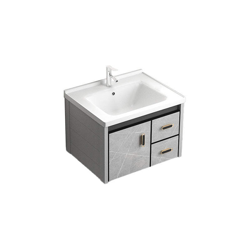 Modern Vanity Rectangular Gray Single Wall Mount Metal Vanity Set Vanity & Faucet 24"L x 19"W x 18"H Clearhalo 'Bathroom Remodel & Bathroom Fixtures' 'Bathroom Vanities' 'bathroom_vanities' 'Home Improvement' 'home_improvement' 'home_improvement_bathroom_vanities' 7519347