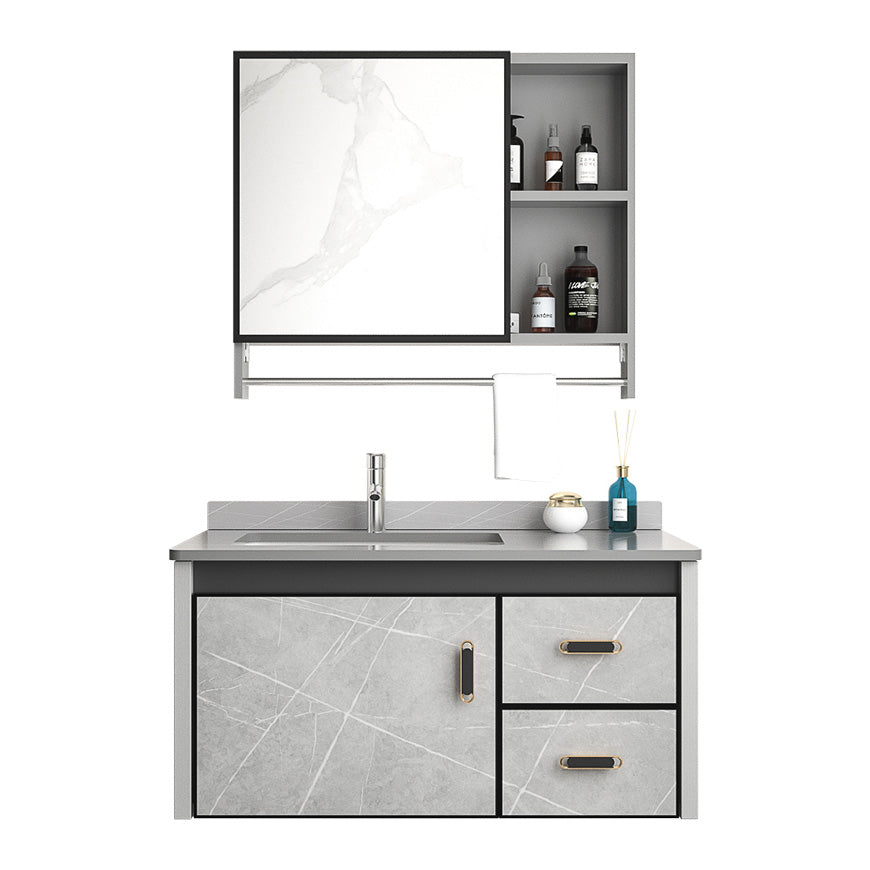 Modern Vanity Rectangular Gray Single Wall Mount Metal Vanity Set Clearhalo 'Bathroom Remodel & Bathroom Fixtures' 'Bathroom Vanities' 'bathroom_vanities' 'Home Improvement' 'home_improvement' 'home_improvement_bathroom_vanities' 7519348