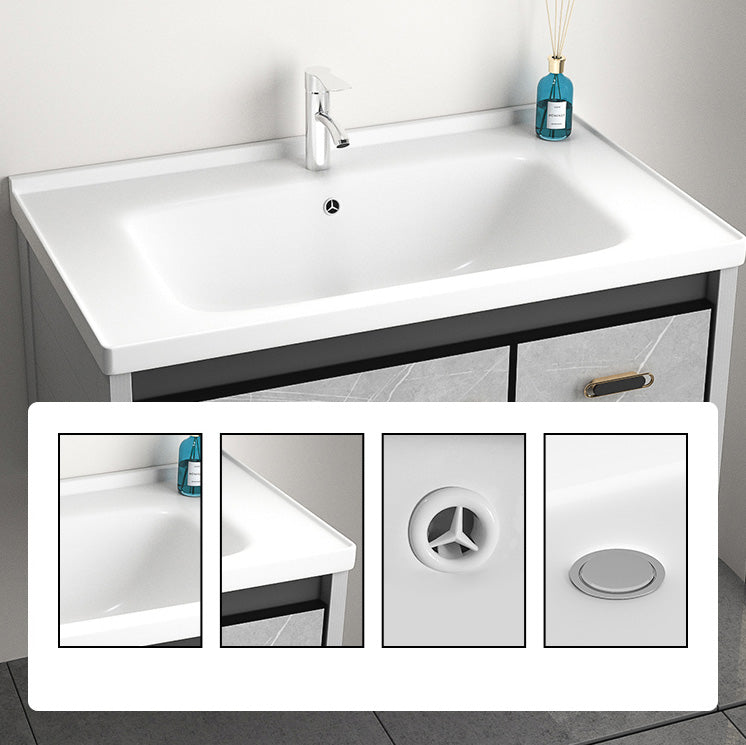 Modern Vanity Rectangular Gray Single Wall Mount Metal Vanity Set Clearhalo 'Bathroom Remodel & Bathroom Fixtures' 'Bathroom Vanities' 'bathroom_vanities' 'Home Improvement' 'home_improvement' 'home_improvement_bathroom_vanities' 7519350