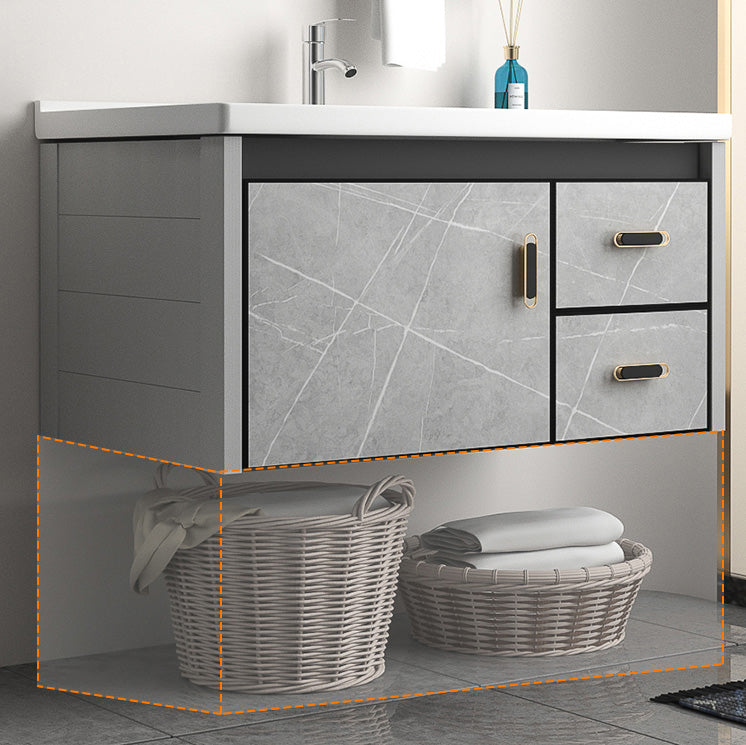 Modern Vanity Rectangular Gray Single Wall Mount Metal Vanity Set Clearhalo 'Bathroom Remodel & Bathroom Fixtures' 'Bathroom Vanities' 'bathroom_vanities' 'Home Improvement' 'home_improvement' 'home_improvement_bathroom_vanities' 7519354