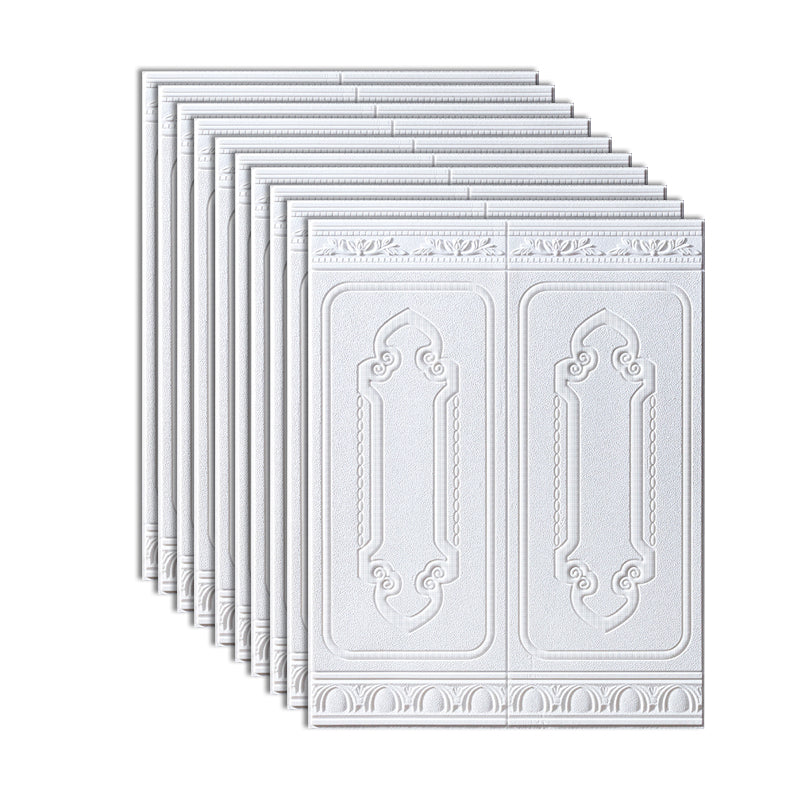 Glam Scratch Resistance Wainscoting 3D Peel and Stick Indoor Wallboard Gloss White 10-Piece Set Clearhalo 'Flooring 'Home Improvement' 'home_improvement' 'home_improvement_wall_paneling' 'Wall Paneling' 'wall_paneling' 'Walls & Ceilings' Walls and Ceiling' 7529680